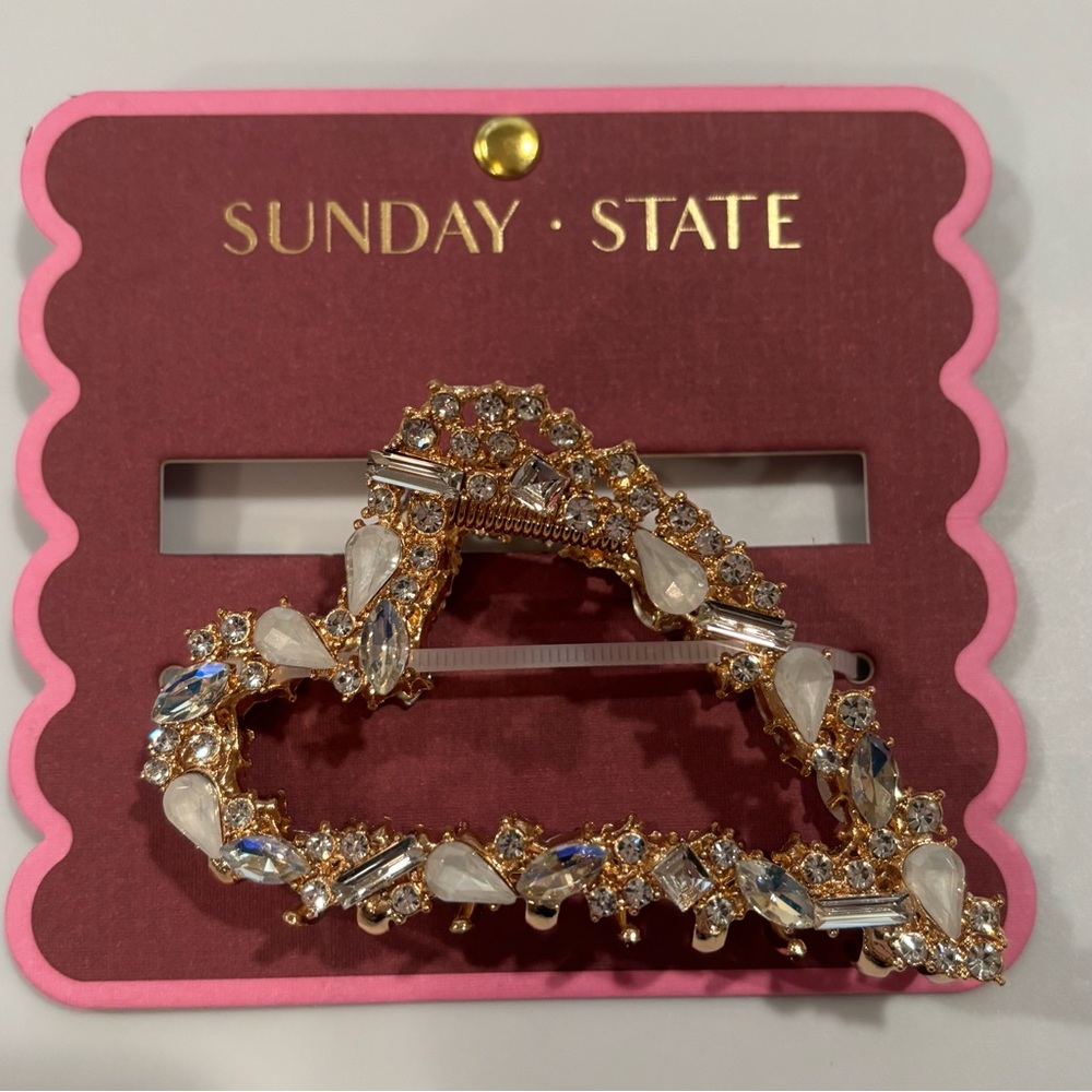 Sunday State crystal encrusted hair claw clip / metal / RARE / NEW packaging